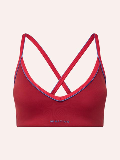 P.E NATION SPECTRUM SPORTS BRA IN CHERRY & STRAWBERRY