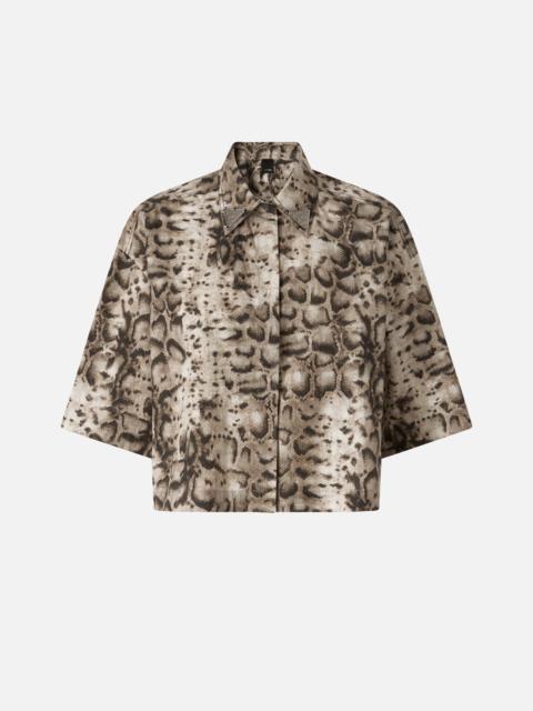 PINKO CROPPED PRINTED SHIRT WITH METALLIC DETAILS