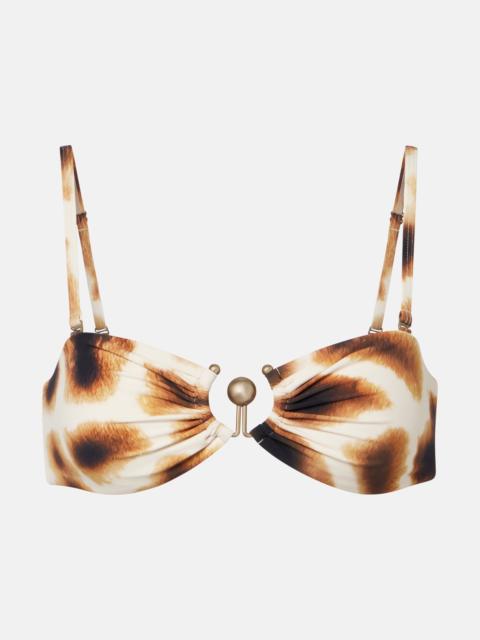 CHRISTOPHER ESBER Leopard-print ruched bikini top