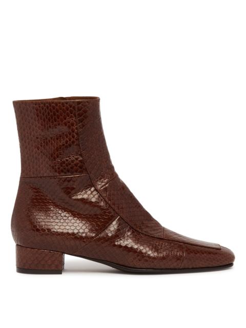 herbert levine Brown Leather Shadow Ban Ankle Boots