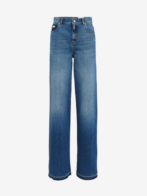 Women's High-waisted Wide Leg Jeans in Washed Blue
