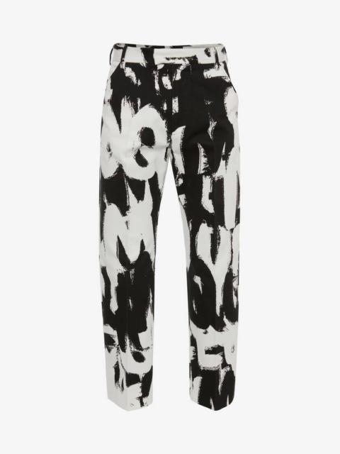 Alexander McQueen Mcqueen Graffiti Trousers in White/black