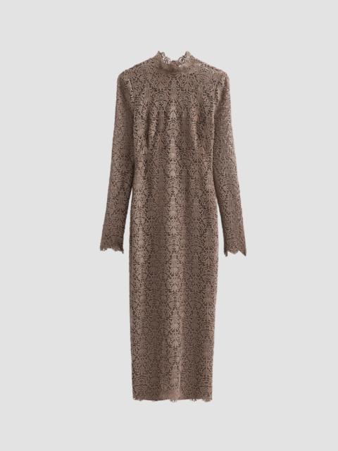 LELA ROSE Women's Chenille Lace Long-Sleeve Midi-Dress - Clay