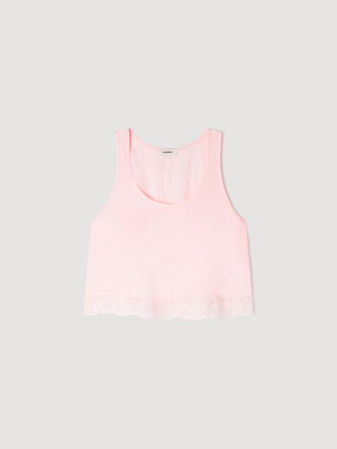Sandro SATIN TOP WITH LACE