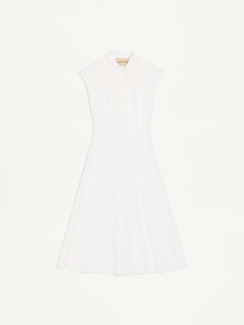 EMBROIDERED POPLIN MIDI DRESS