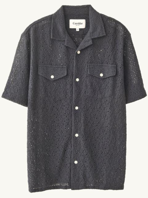 Corridor FLORAL LACE SS CAMP - BLACK