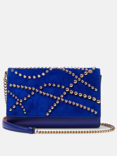 Christian Louboutin Paloma embellished suede and leather clutch