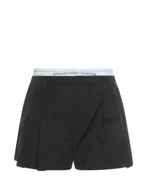 Alexander Wang logo-waistband pleated shorts