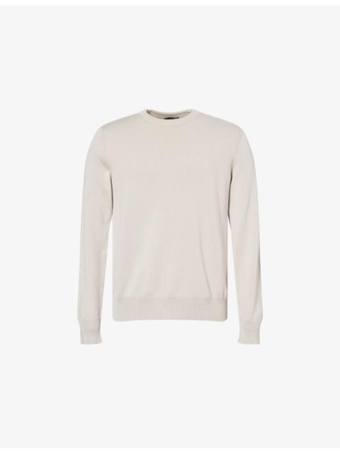 EMPORIO ARMANI Crewneck Embroidered-Logo Cotton Jumper