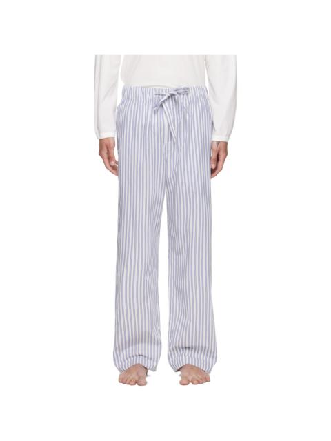 TEKLA Blue & White Poplin Pyjama Pants