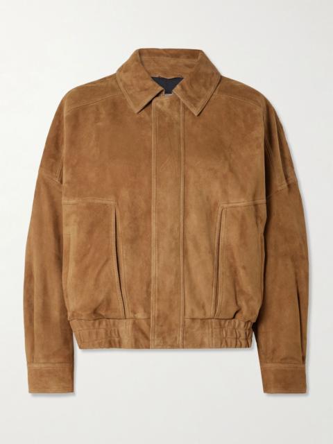 NOUR HAMMOUR Dalma suede bomber jacket Tan