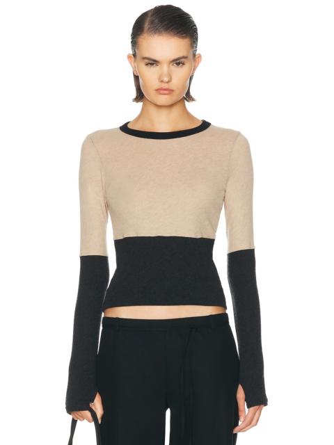 Enza Costa Cashmere Jersey New Classic Block Crewneck Top