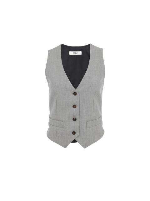 Chloé TAILORED WAISTCOAT IN WOOL GRAIN DE POUDRE