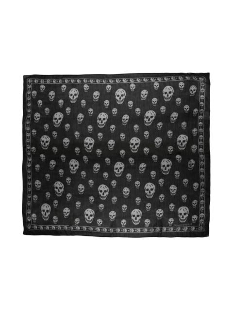 Alexander McQueen Alexander McQueen Skull Print Silk Scarf Black Ivory