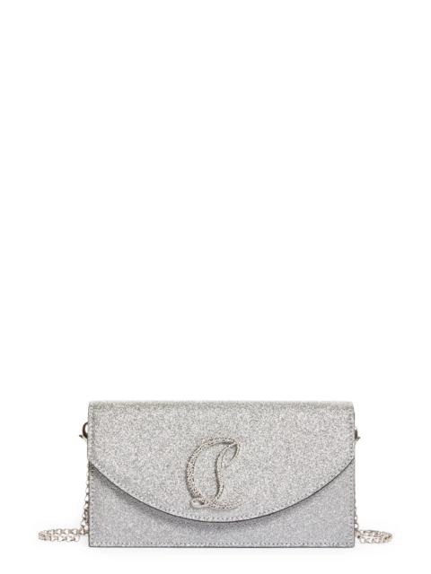 Loubi54 Metallic Glitter Leather Clutch in Silver/Silver-Crystal