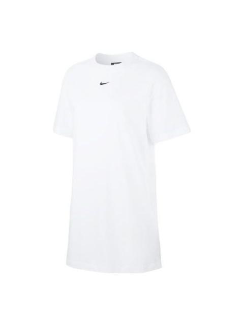 Nike (WMNS) Nike Sportswear Essential Logo Embroidery Knitted Short Sleeve Dress White CJ2243-100