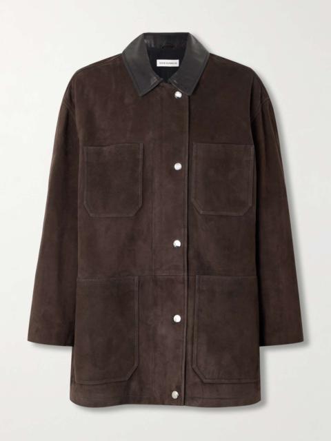 NOUR HAMMOUR Barn leather-trimmed suede jacket Dark brown