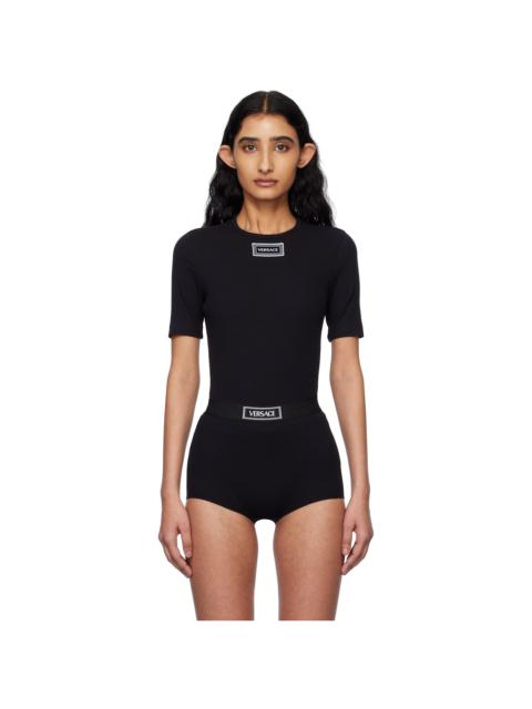 VERSACE Black 90s Vintage Logo Ribbed T-shirt