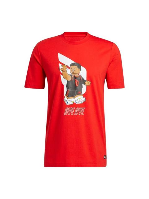 Men's adidas x LEGO Crossover Dame Ss Damian . Lillard Funny Blocks Printing Basketball Sports Short