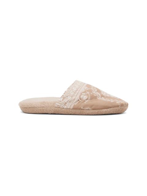 VERSACE Taupe 'I Heart Baroque' Slippers
