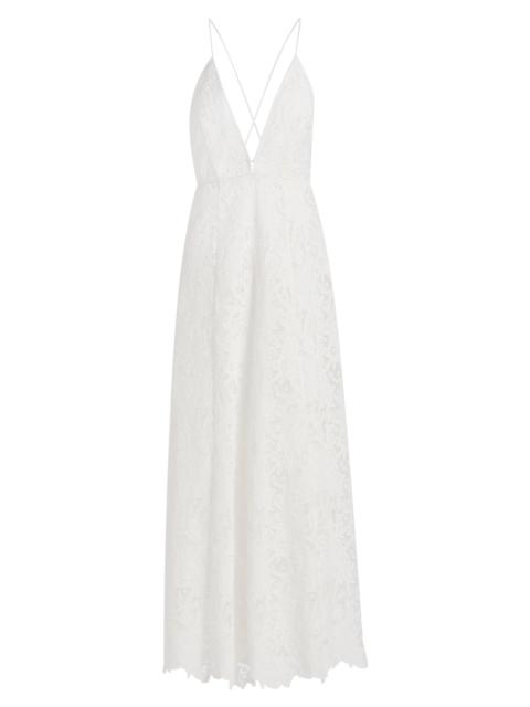 RONNY KOBO Women's Kim Embroidered Plunging V-Neck Maxi Dress - White