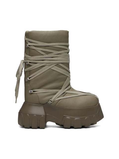 Rick Owens Taupe Tower Megalace Lunar Mega Tractor Boots