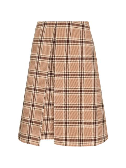 ASHLEY WILLIAMS check-pattern kick-pleat skirt