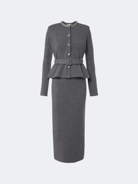 self-portrait Peplum wool and cotton-blend midi dress