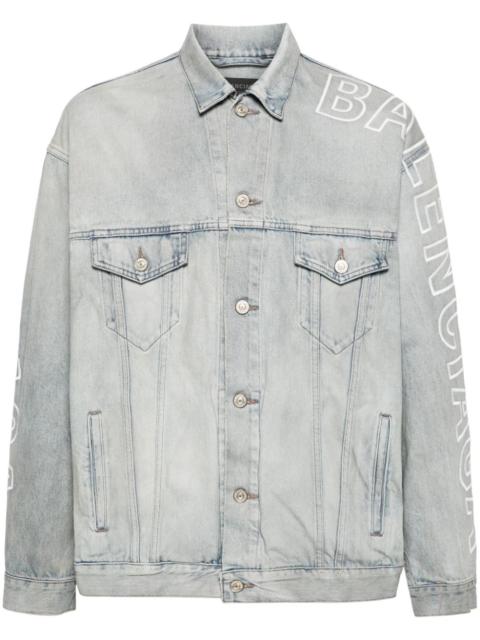 logo-embroidered denim jacket