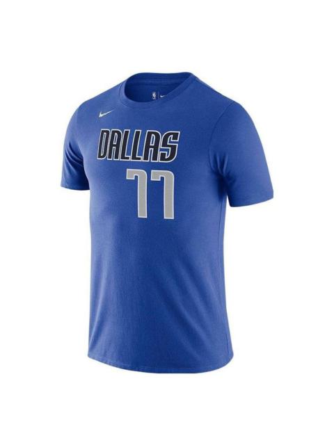 Nike Men's Nike NBA Dallas Mavericks Doncic Alphabet Numeric Basketball Sports Short Sleeve Blue T-Shirt
