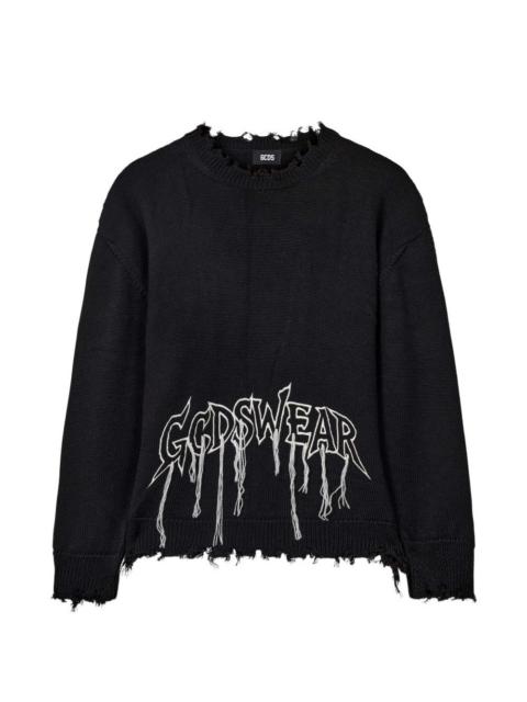 GCDS embroidered distressed sweater