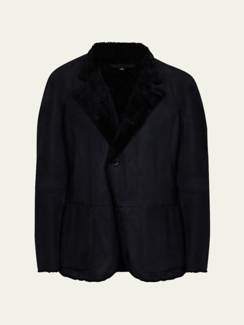 GIORGIO ARMANI Men's Suede Shearling Jacket