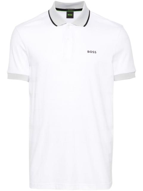 BOSS striped cotton polo shirt