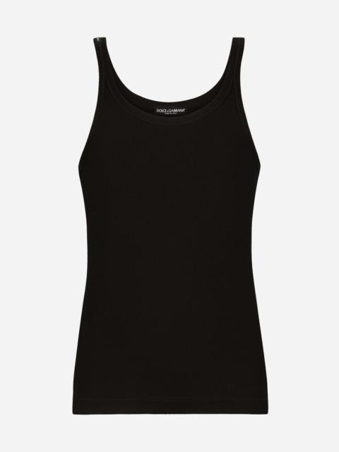 Dolce & Gabbana Fine-rib washed cotton singlet