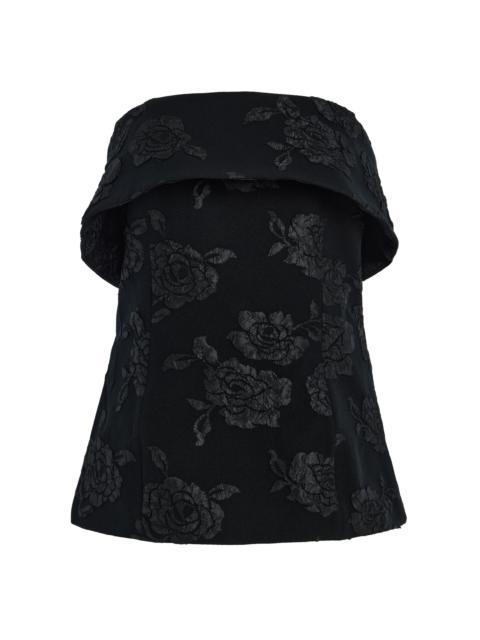 ROTATE Strapless Jacquard Top black
