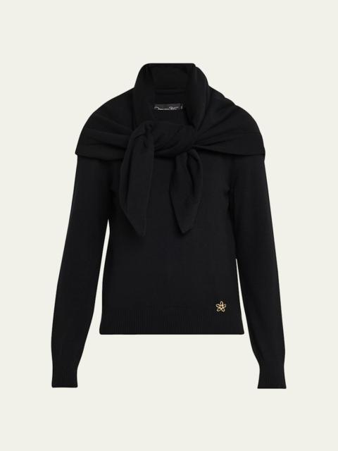 Oscar de la Renta Crewneck Sweater With Removable Scarf