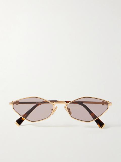 Miu Miu Oval-frame Gold-tone Sunglasses