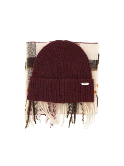 Barbour Olivia fringed scarf and beanie hat set