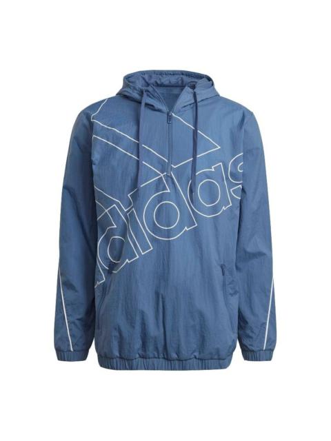 adidas M Favs Q1 Wb Half Zipper Pullover hooded Training Sports Jacket Deep Blue GK9443