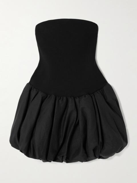 SIMKHAI Pollie Strapless Stretch Recycled-knit And Linen-blend Mini Dress