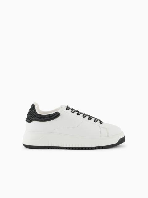 EMPORIO ARMANI Leather sneakers with rubber backs