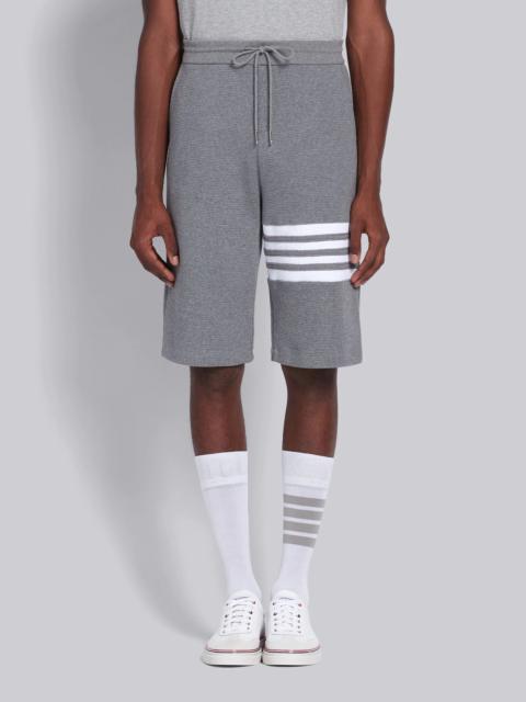 Thom Browne Medium Grey Waffle 4-Bar Stripe Sweatshorts