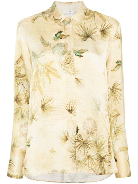 forte_forte botanical-print satin shirt