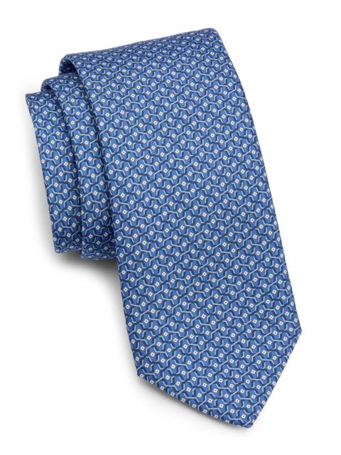 Canali Men's Geometric Silk Tie - Blue