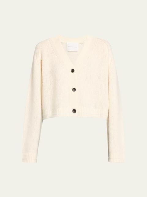 Cape-Sleeve Cashmere Crop Cardigan