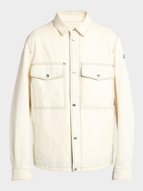 Moncler Men's Watagua Cotton and Flax Snap-Front Shirt Jacket