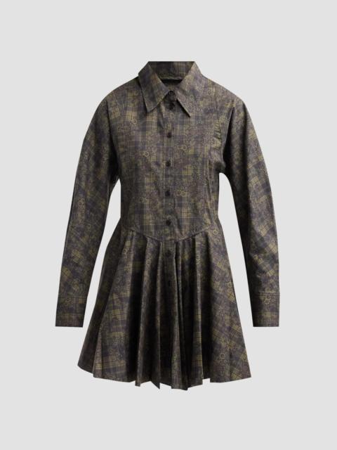 GANNI Women's Printed Stretch-Cotton Peplum Mini Dress - Gothic Olive