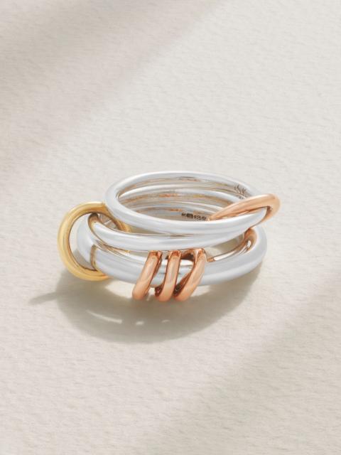 Spinelli Kilcollin Orion set of three sterling silver and 18-karat yellow and rose gold rings Silver