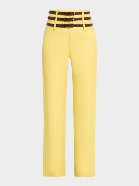 Wynn Hamlyn Ally Leather Trousers with Triple Belt