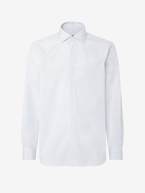 CORNELIANI Cotton shirt with light blue and white stripes